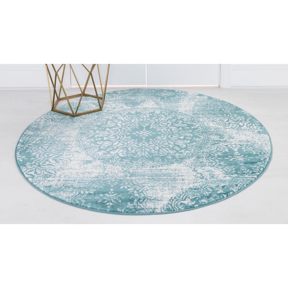 Grand Sofia Rug, Turquoise (5' 0 x 5' 0). Picture 4