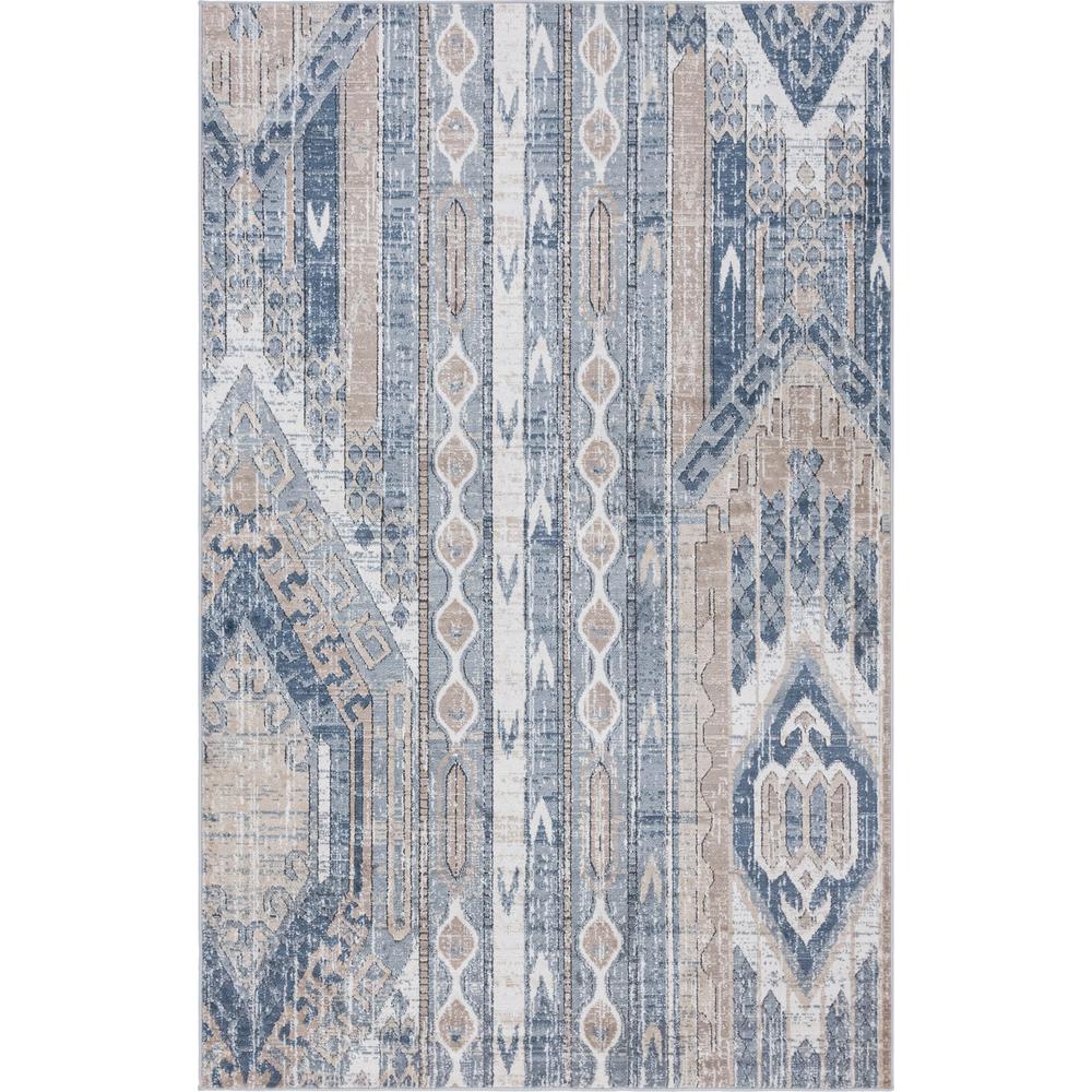 Orford Portland Rug, Navy Blue/Tan (5' 0 x 8' 0). Picture 1