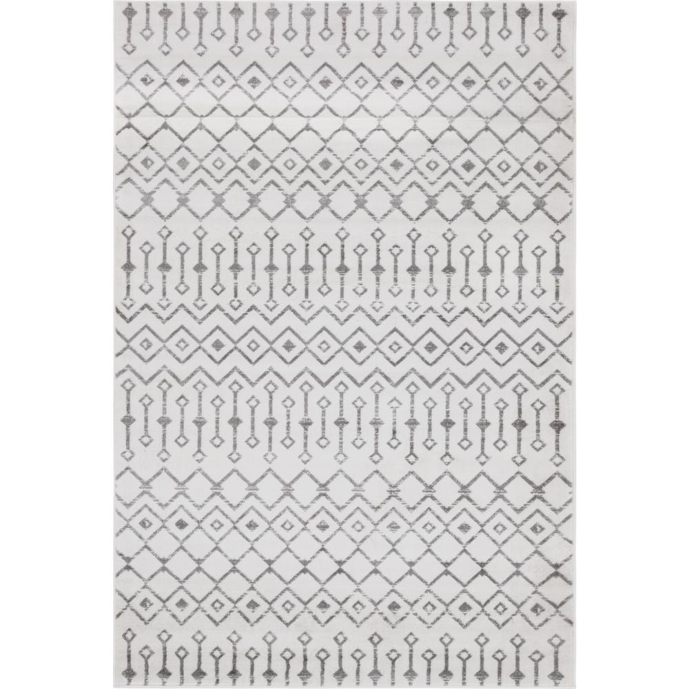 Moroccan Trellis Rug, Ivory/Gray (6' 0 x 9' 0). Picture 1