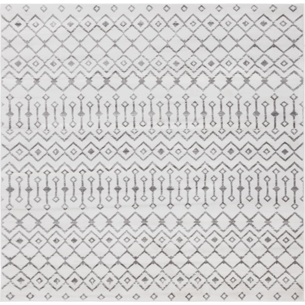 Moroccan Trellis Rug, Ivory/Gray (8' 0 x 8' 0). Picture 1