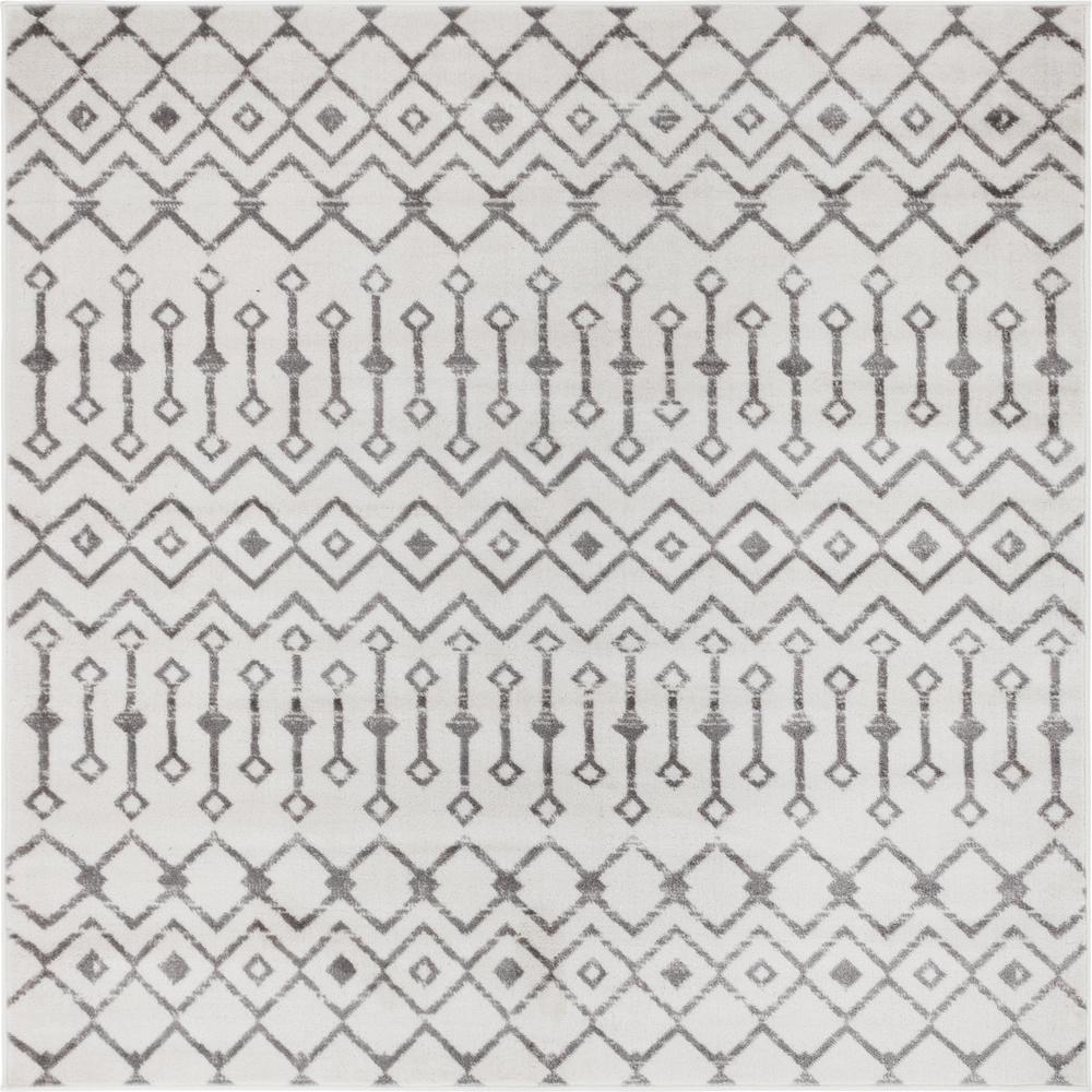 Moroccan Trellis Rug, Ivory/Gray (6' 0 x 6' 0). Picture 1