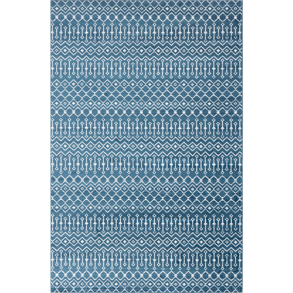 Moroccan Trellis Rug, Dark Blue/Ivory (10' 8 x 16' 5). Picture 1
