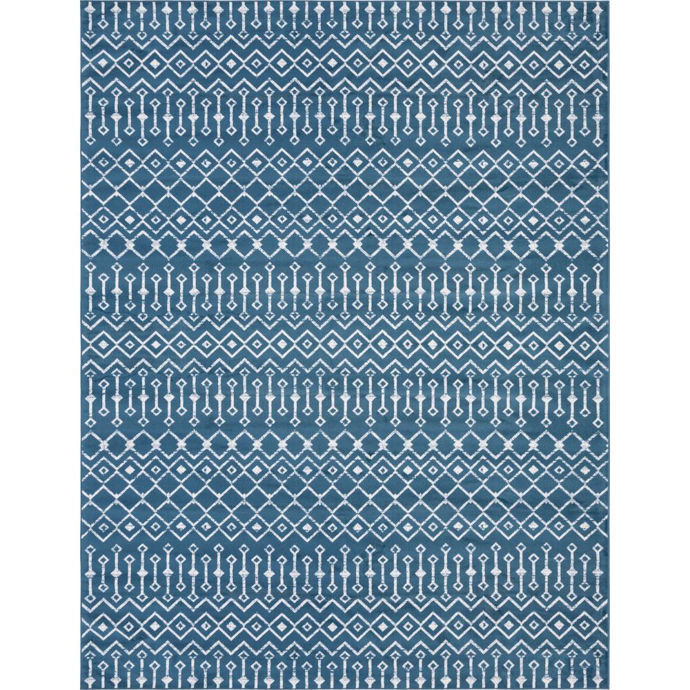Moroccan Trellis Rug, Dark Blue/Ivory (9' 10 x 13' 0). Picture 1