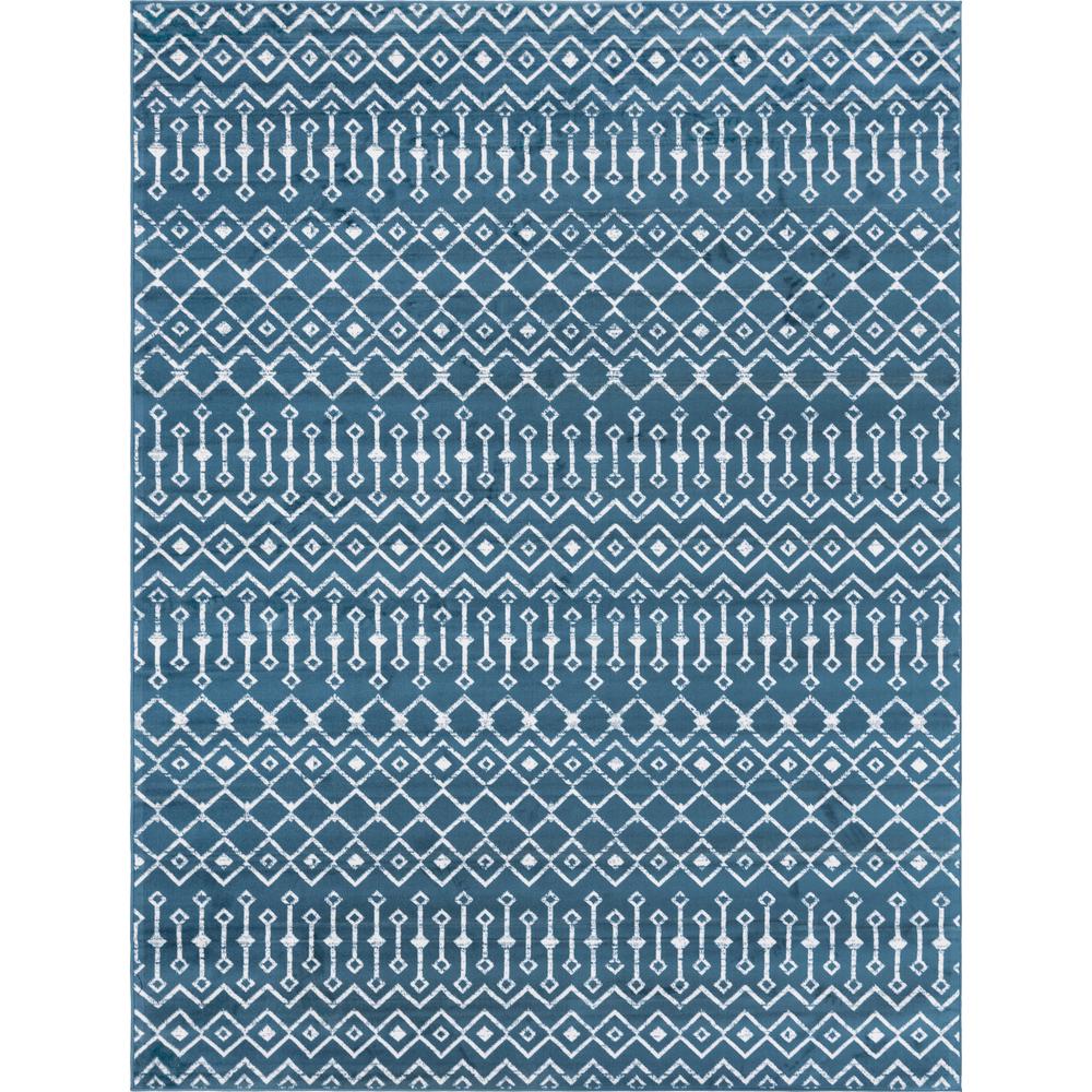 Moroccan Trellis Rug, Dark Blue/Ivory (9' 0 x 12' 0). Picture 1