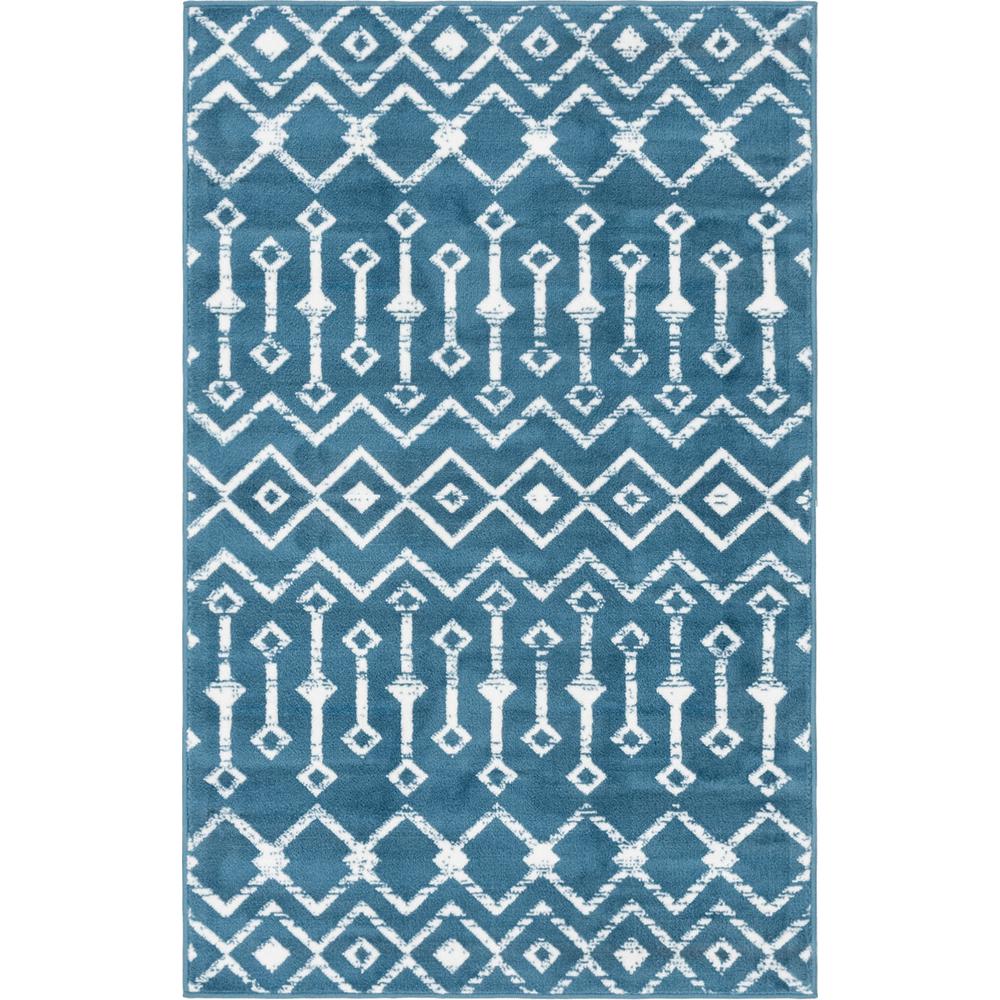 Moroccan Trellis Rug, Dark Blue/Ivory (3' 3 x 5' 3). Picture 1