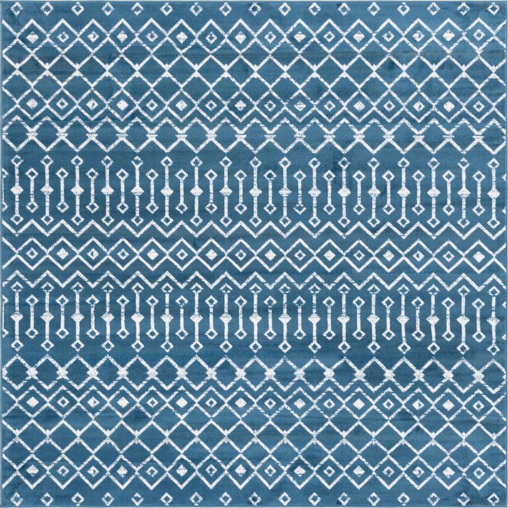 Moroccan Trellis Rug, Dark Blue/Ivory (8' 0 x 8' 0). Picture 1