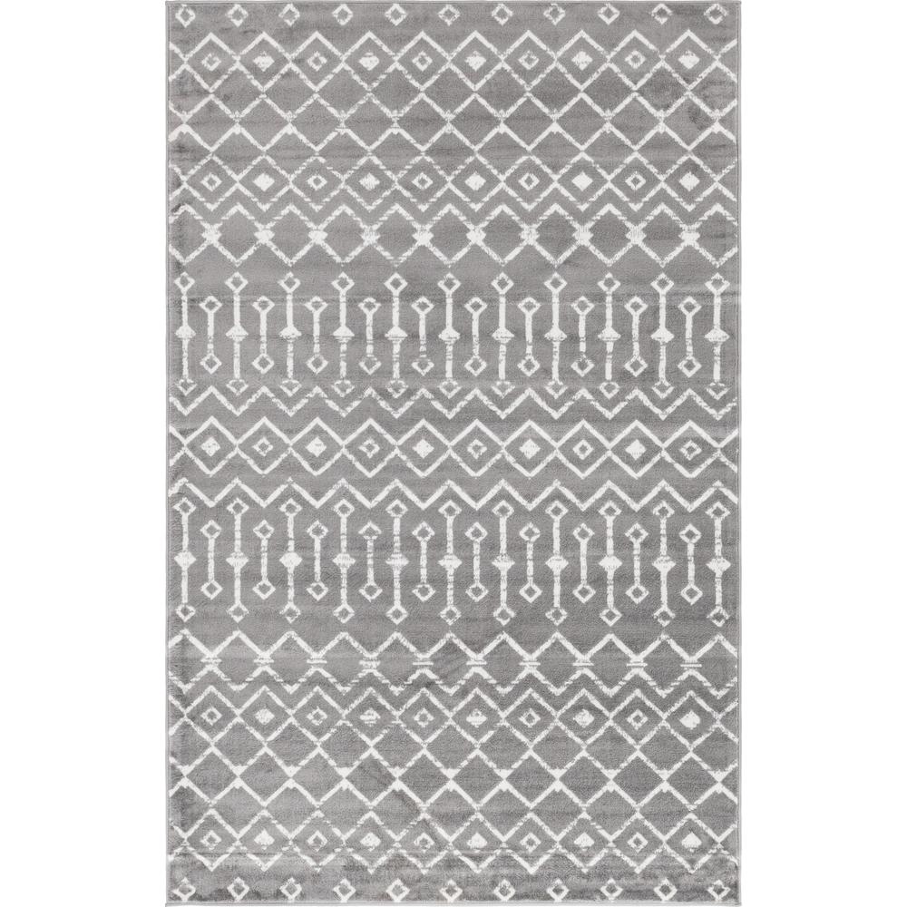 Moroccan Trellis Rug, Dark Gray/Ivory (5' 0 x 8' 0). Picture 1