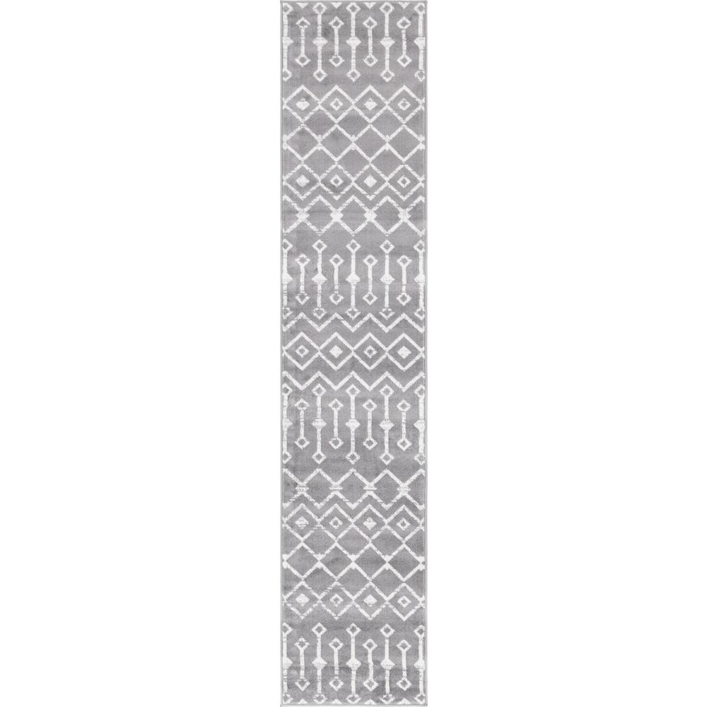 Moroccan Trellis Rug, Dark Gray/Ivory (2' 0 x 9' 10). Picture 1