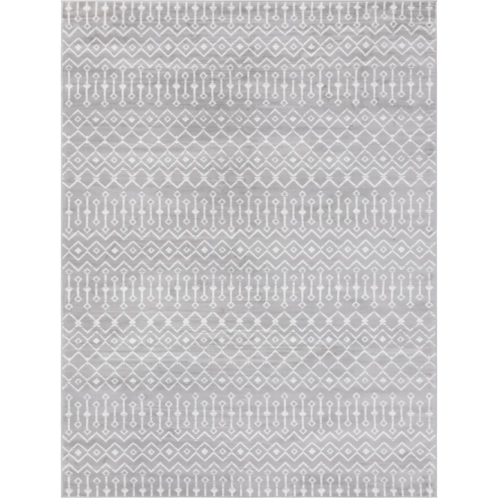 Moroccan Trellis Rug, Light Gray/Ivory (9' 10 x 13' 0). Picture 1