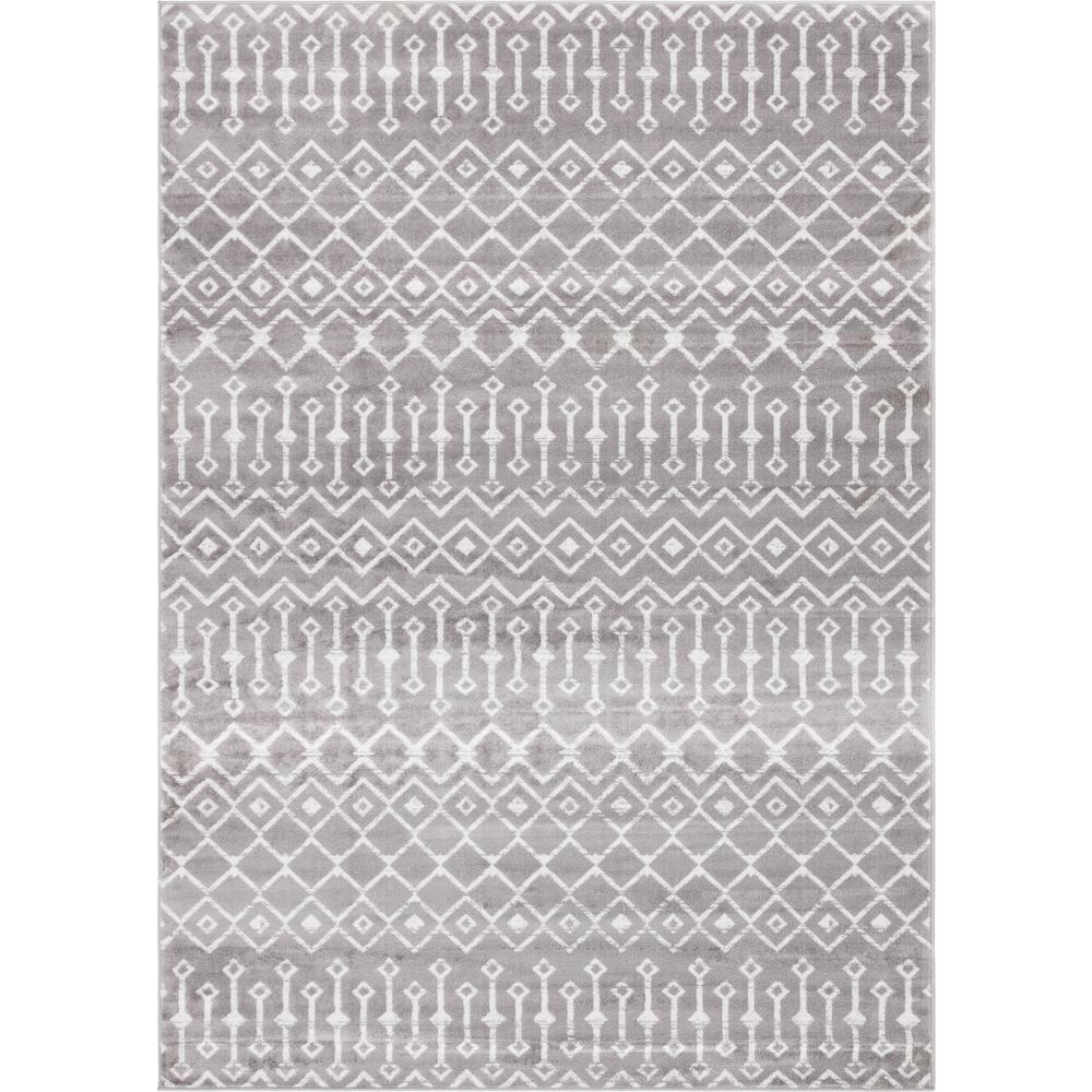 Moroccan Trellis Rug, Light Gray/Ivory (7' 0 x 10' 0). Picture 1