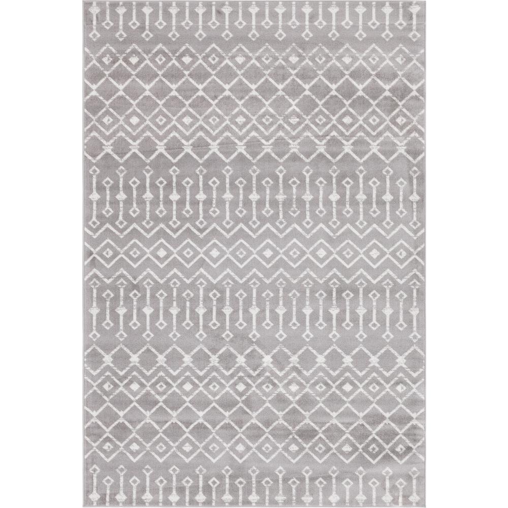 Moroccan Trellis Rug, Light Gray/Ivory (6' 0 x 9' 0). Picture 1