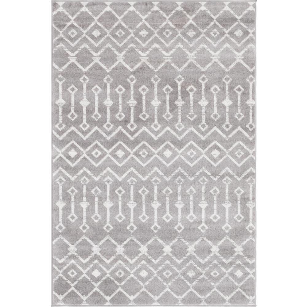 Moroccan Trellis Rug, Light Gray/Ivory (4' 0 x 6' 0). Picture 1