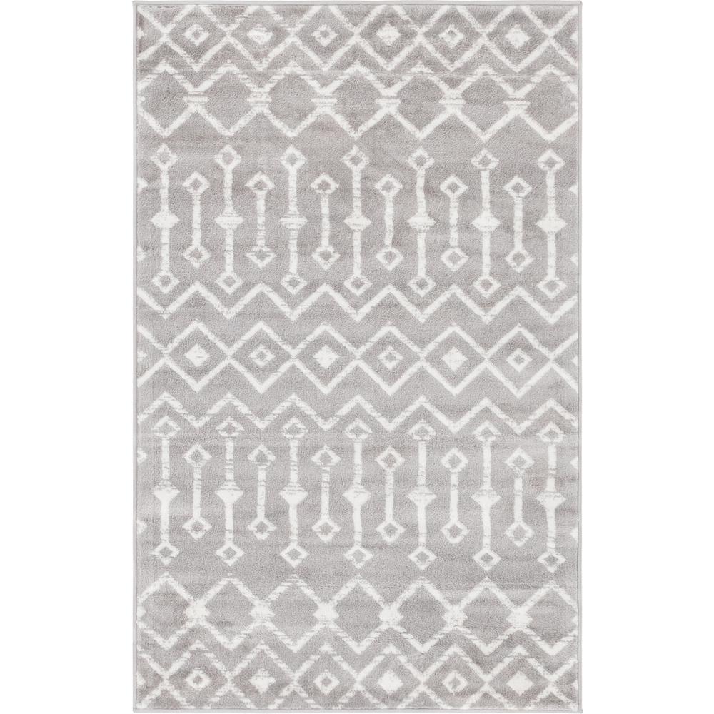 Moroccan Trellis Rug, Light Gray/Ivory (3' 3 x 5' 3). The main picture.