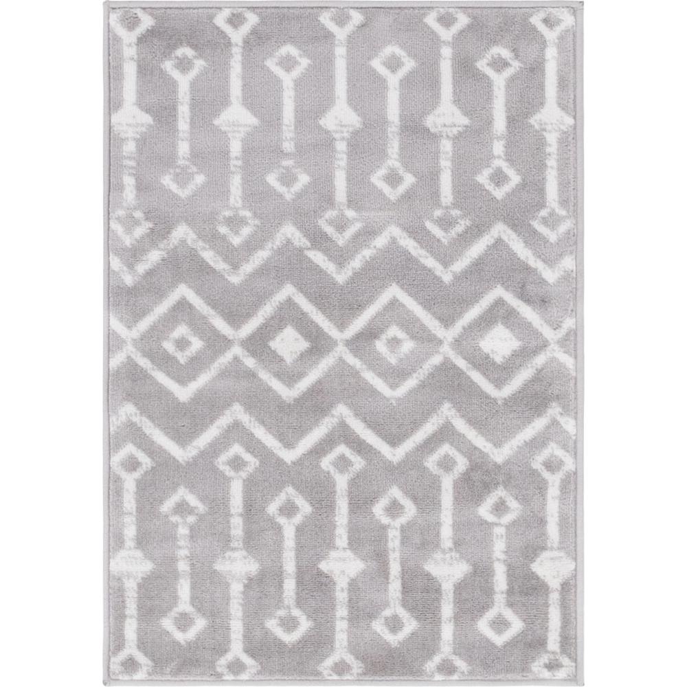 Moroccan Trellis Rug, Light Gray/Ivory (2' 2 x 3' 0). Picture 1