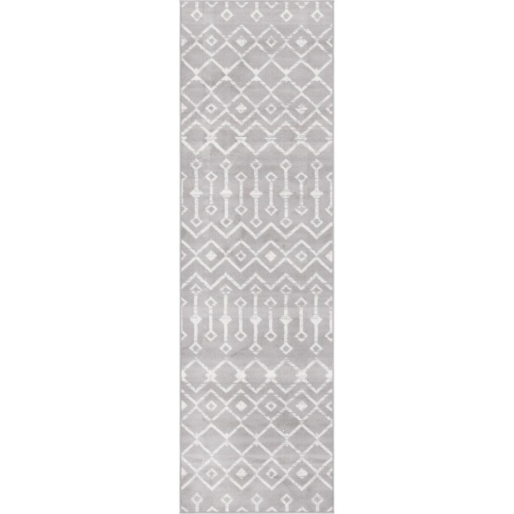 Moroccan Trellis Rug, Light Gray/Ivory (2' 6 x 8' 2). Picture 1