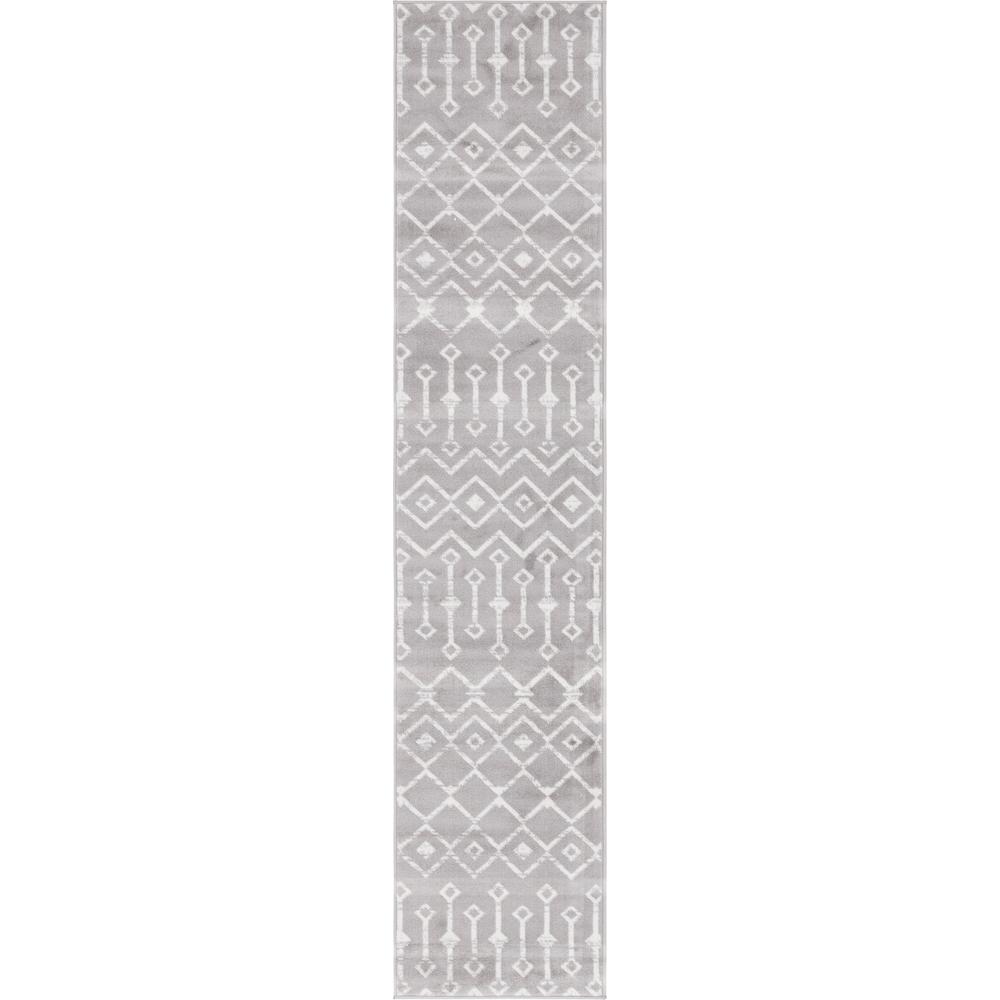 Moroccan Trellis Rug, Light Gray/Ivory (2' 0 x 9' 10). Picture 1