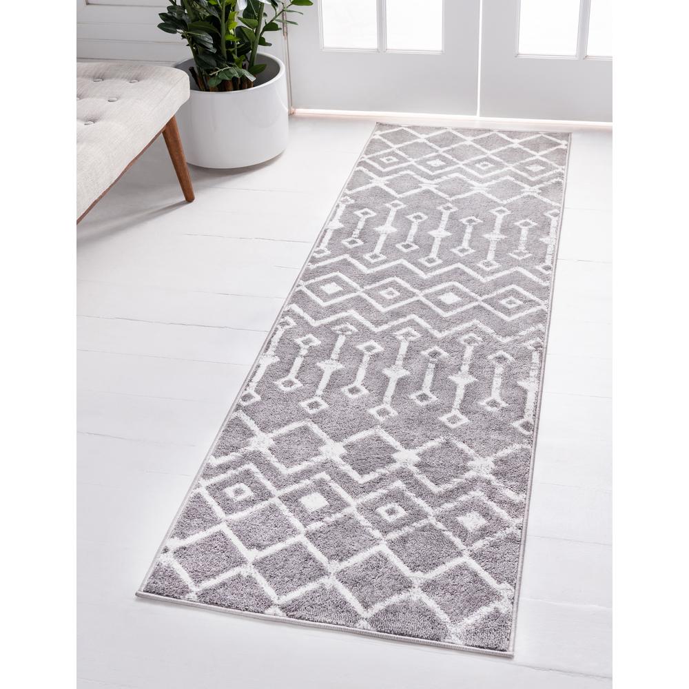 Moroccan Trellis Rug, Light Gray/Ivory (2' 0 x 6' 7). Picture 2