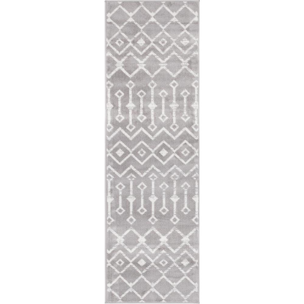 Moroccan Trellis Rug, Light Gray/Ivory (2' 0 x 6' 7). Picture 1