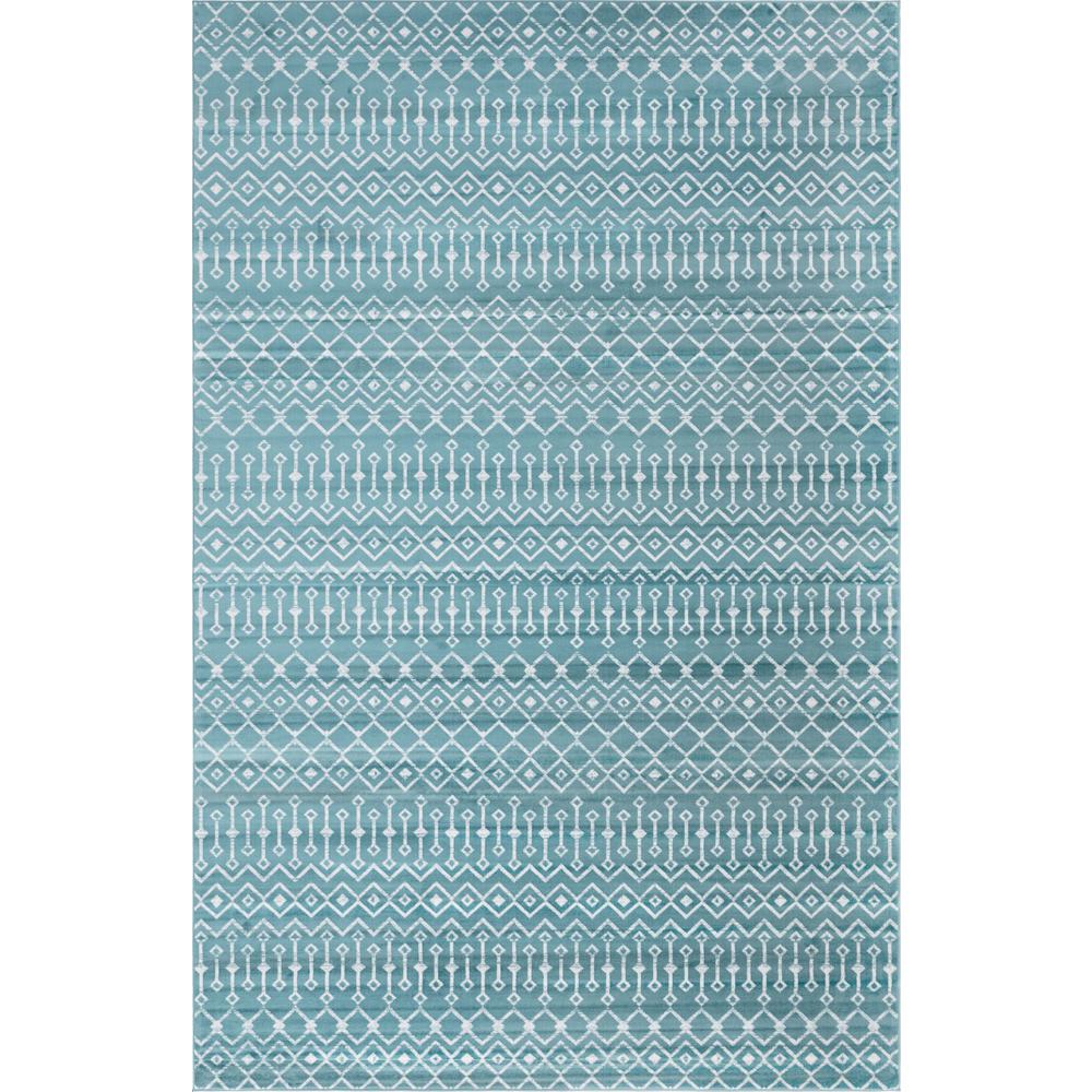 Moroccan Trellis Rug, Teal/Ivory (10' 8 x 16' 5). Picture 1