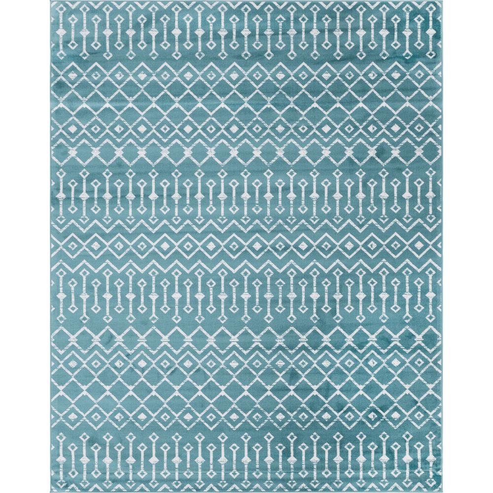 Moroccan Trellis Rug, Teal/Ivory (8' 0 x 10' 0). Picture 1