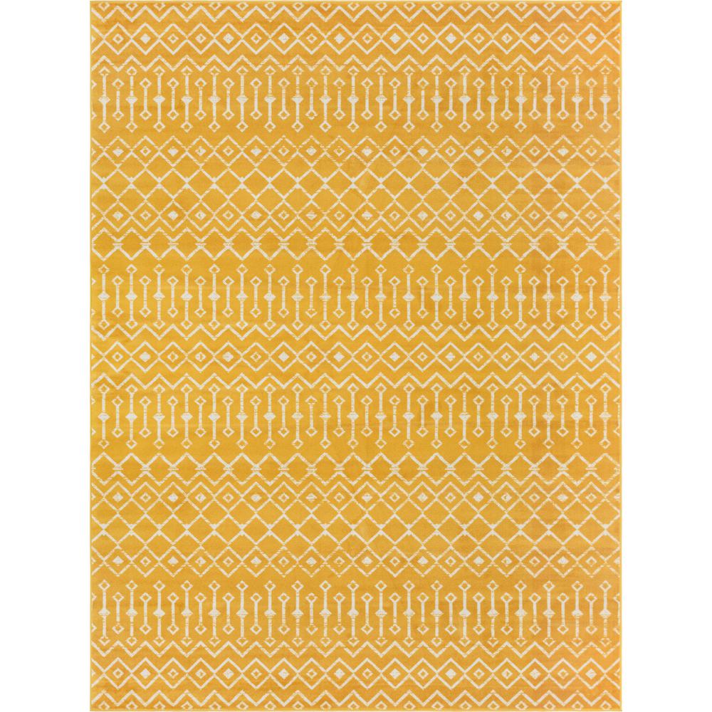 Moroccan Trellis Rug, Yellow/Ivory (9' 0 x 12' 0). Picture 1