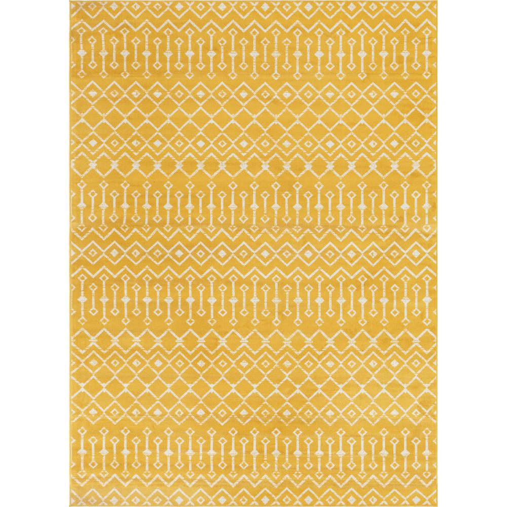 Moroccan Trellis Rug, Yellow/Ivory (8' 0 x 11' 0). Picture 1