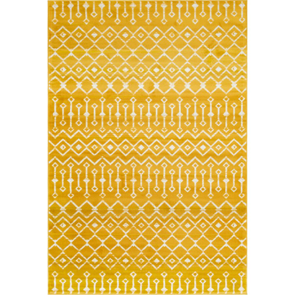 Moroccan Trellis Rug, Yellow/Ivory (6' 0 x 9' 0). Picture 1
