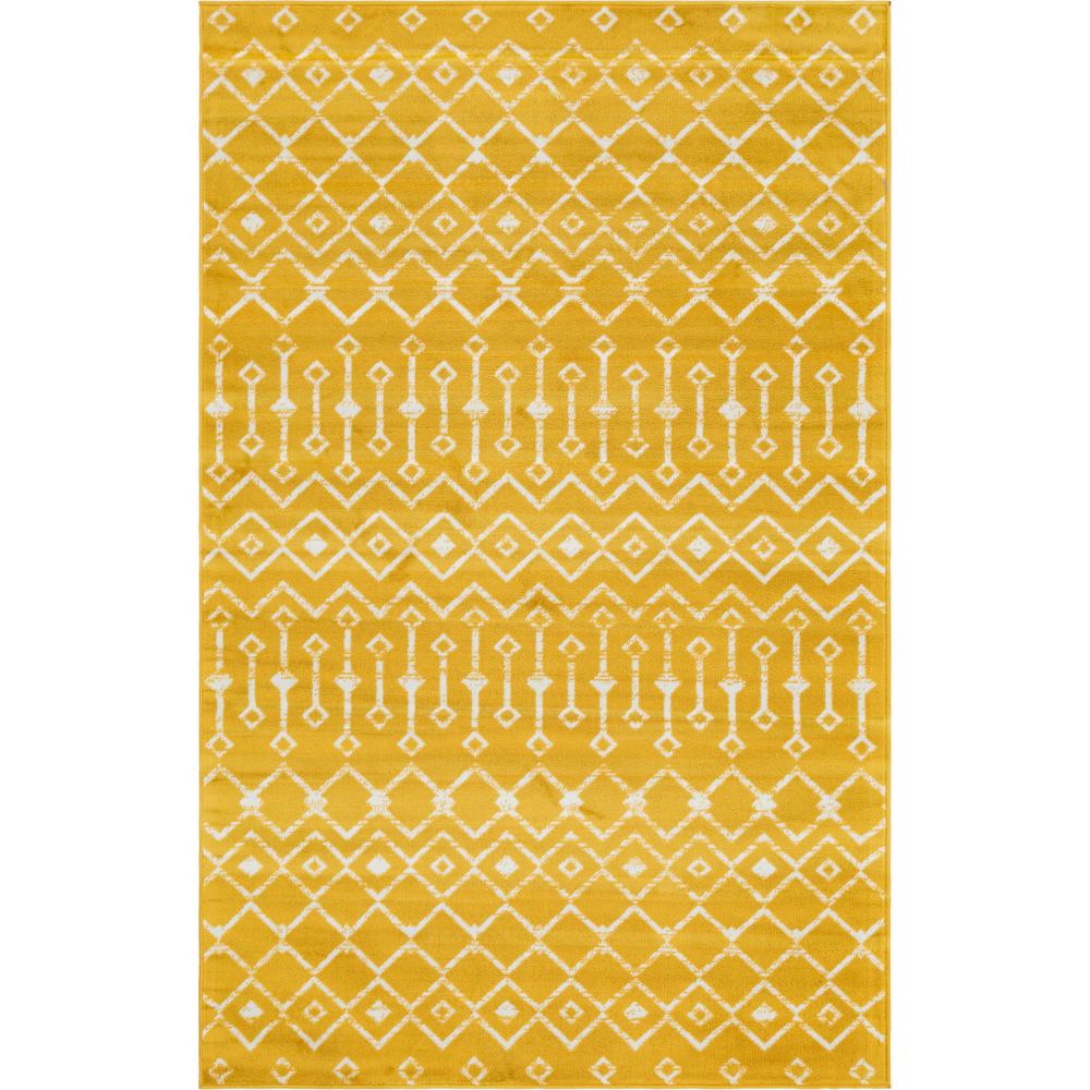 Moroccan Trellis Rug, Yellow/Ivory (5' 0 x 8' 0). Picture 1