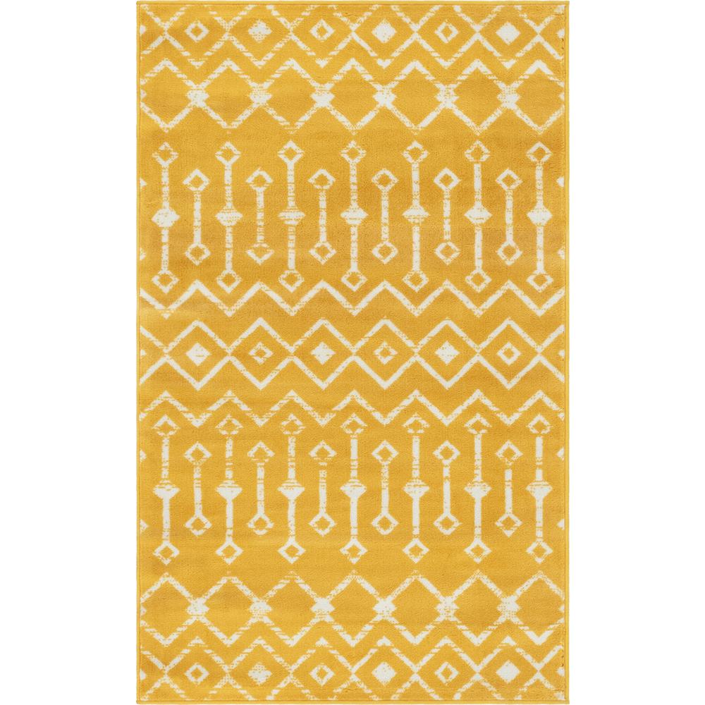 Moroccan Trellis Rug, Yellow/Ivory (3' 3 x 5' 3). Picture 1