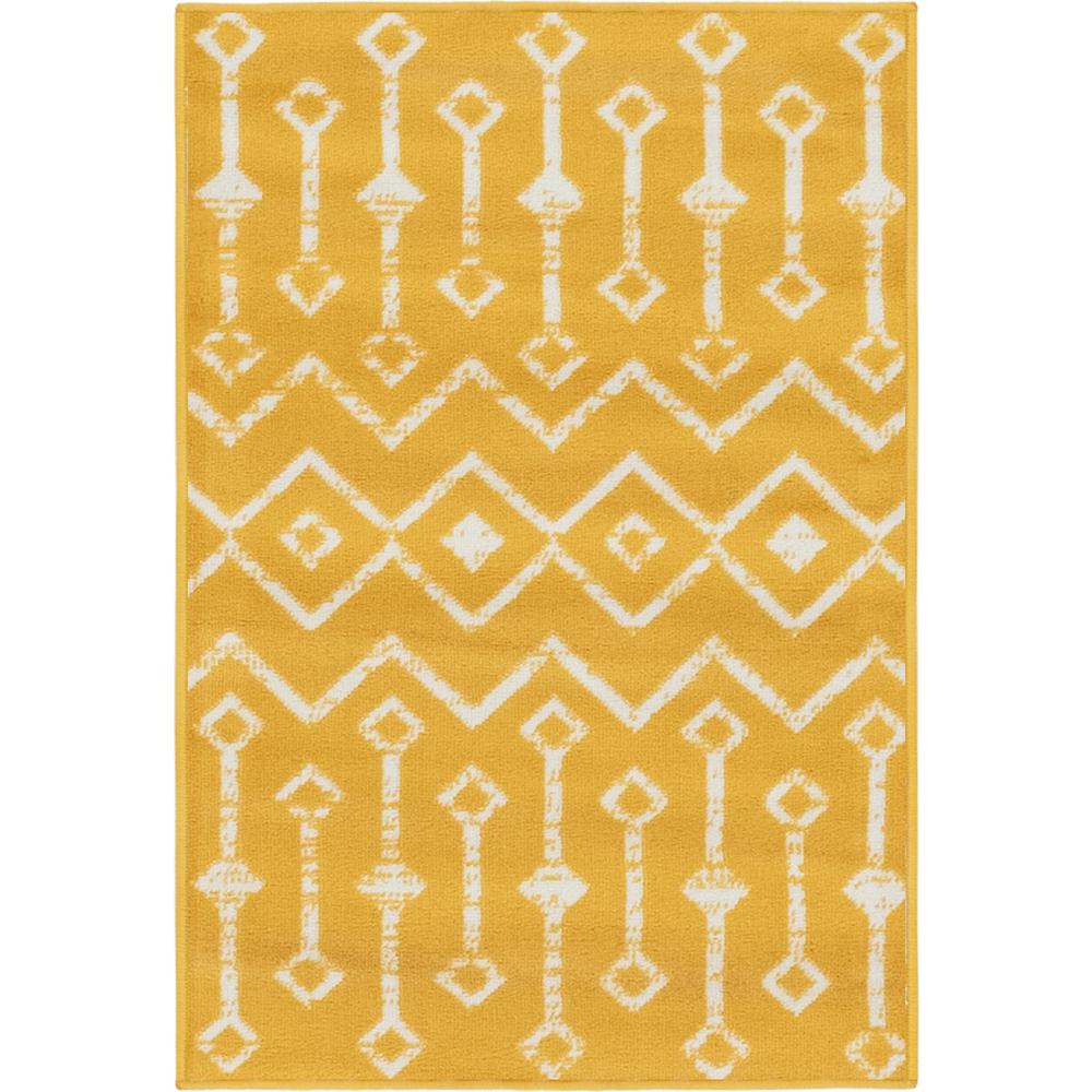 Moroccan Trellis Rug, Yellow/Ivory (2' 2 x 3' 0). Picture 1