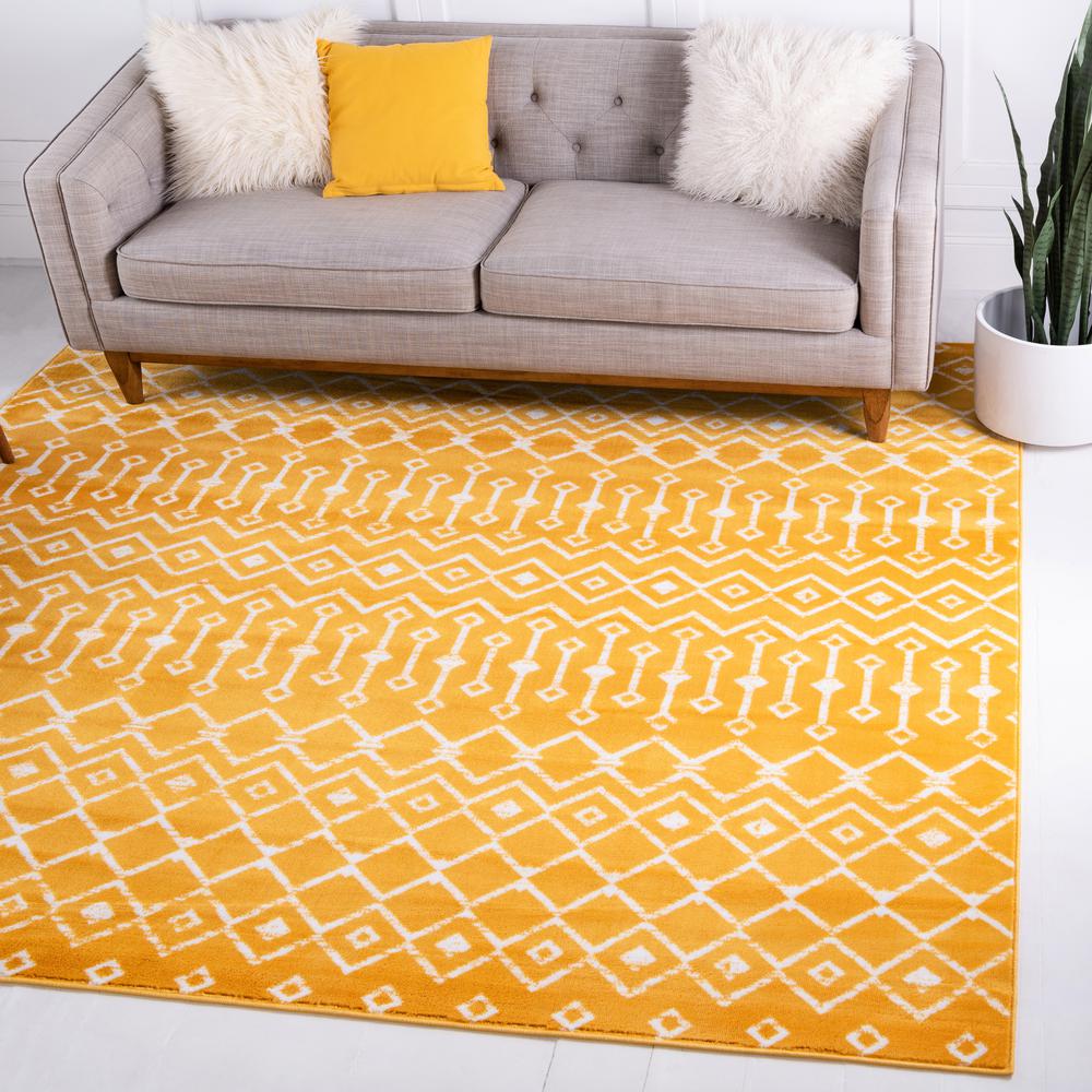 Moroccan Trellis Rug, Yellow/Ivory (6' 0 x 6' 0). Picture 2