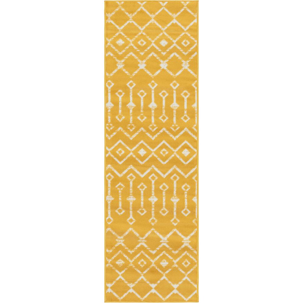 Moroccan Trellis Rug, Yellow/Ivory (2' 0 x 6' 7). Picture 1