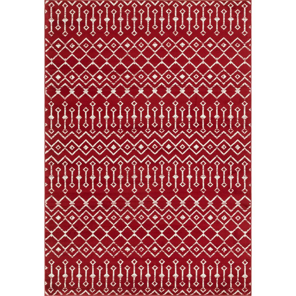 Moroccan Trellis Rug, Red/Ivory (7' 0 x 10' 0). Picture 1