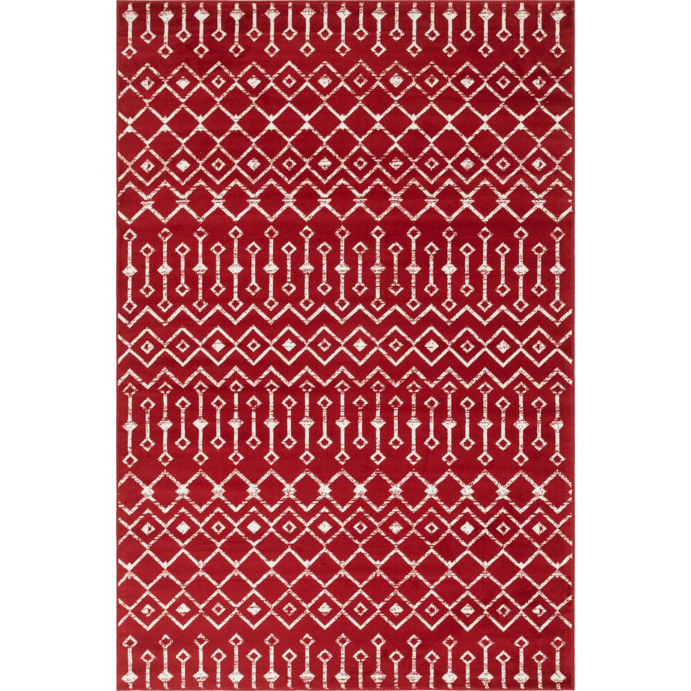 Moroccan Trellis Rug, Red/Ivory (6' 0 x 9' 0). Picture 1