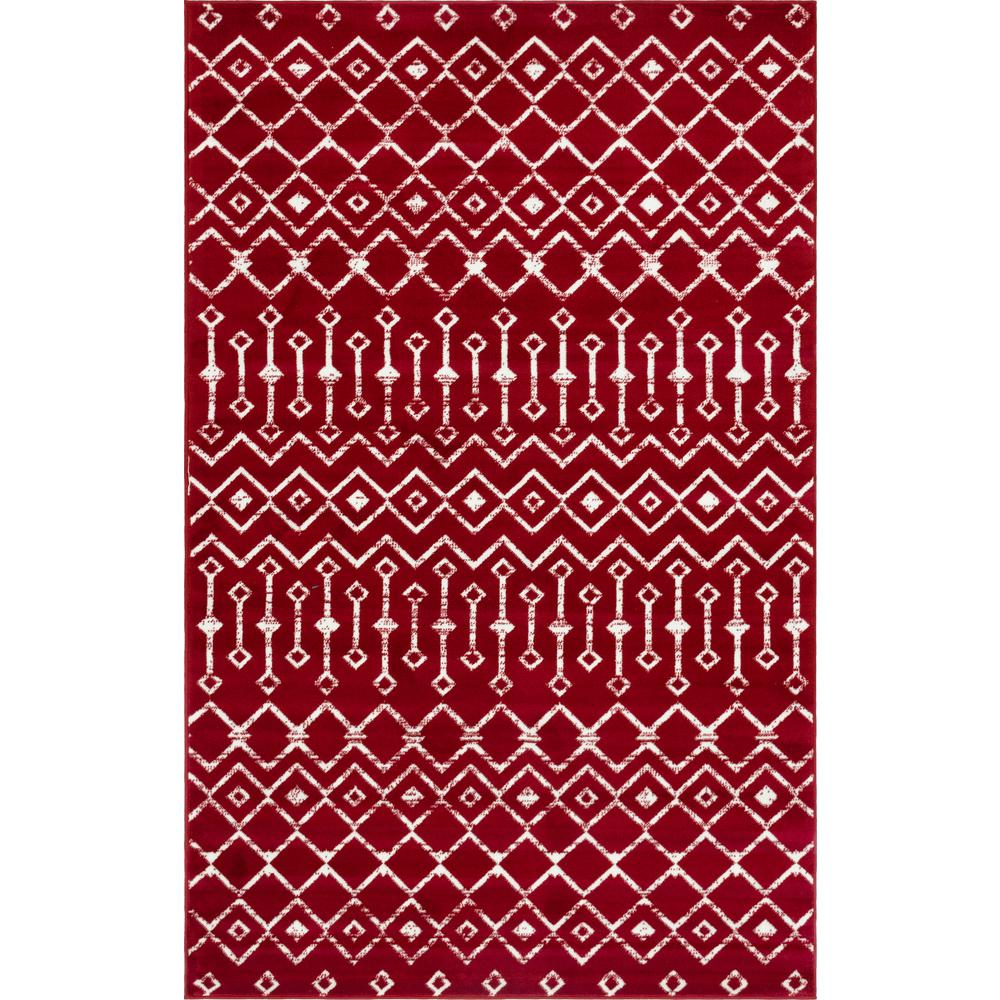 Moroccan Trellis Rug, Red/Ivory (5' 0 x 8' 0). Picture 1