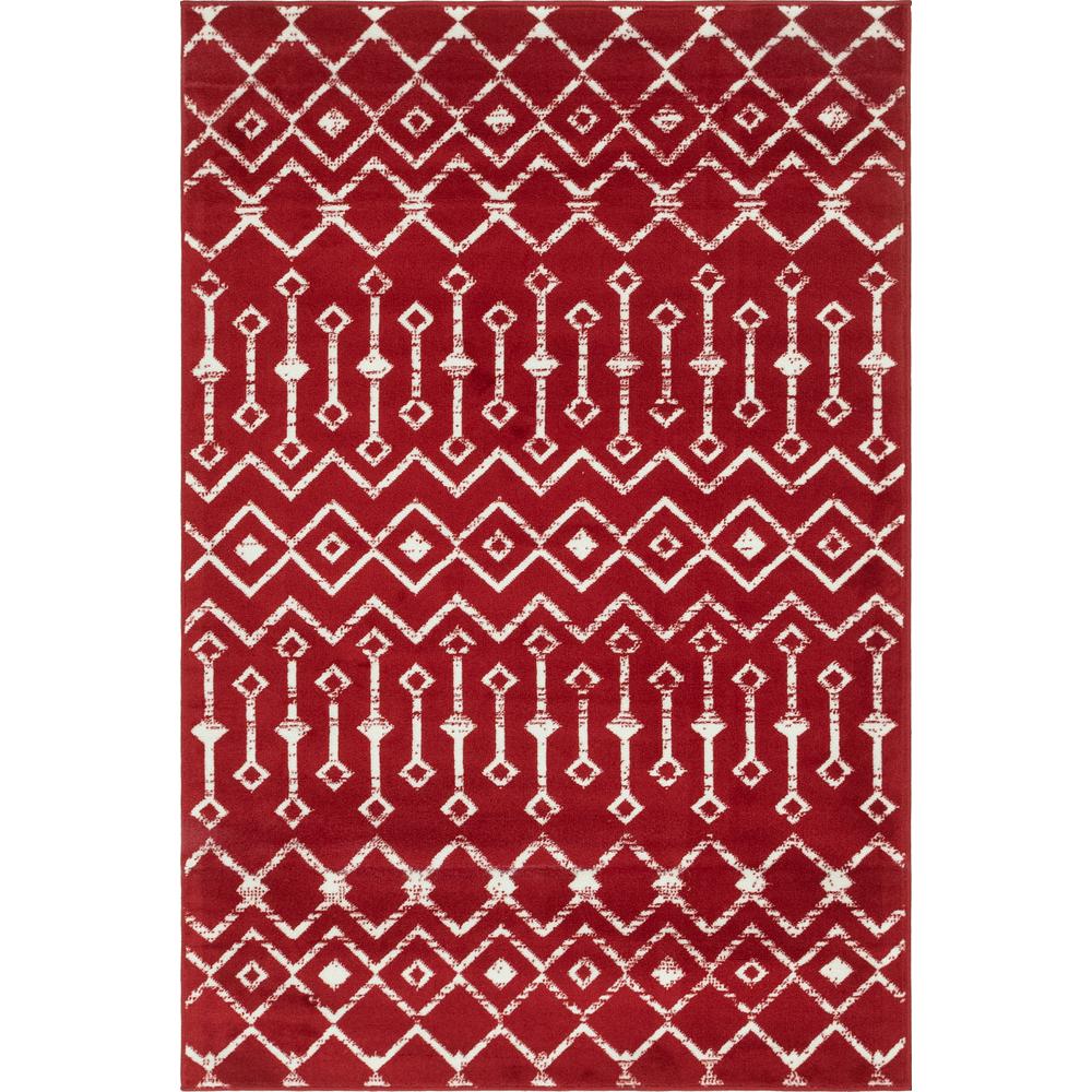 Moroccan Trellis Rug, Red/Ivory (4' 0 x 6' 0). Picture 1