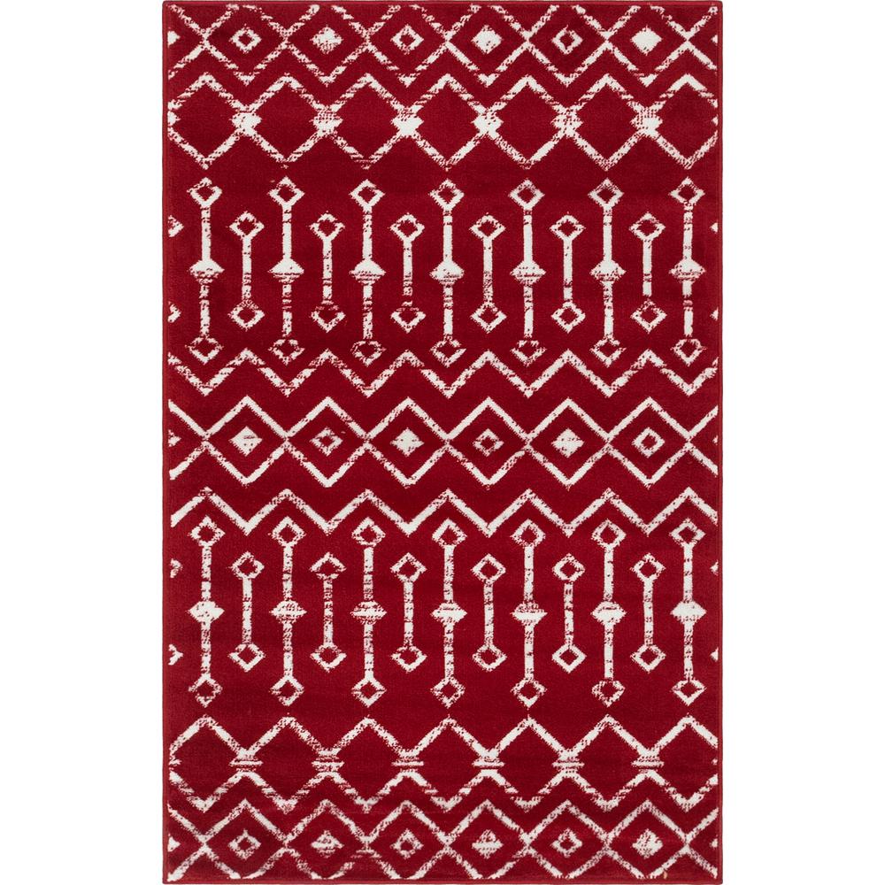 Moroccan Trellis Rug, Red/Ivory (3' 3 x 5' 3). Picture 1