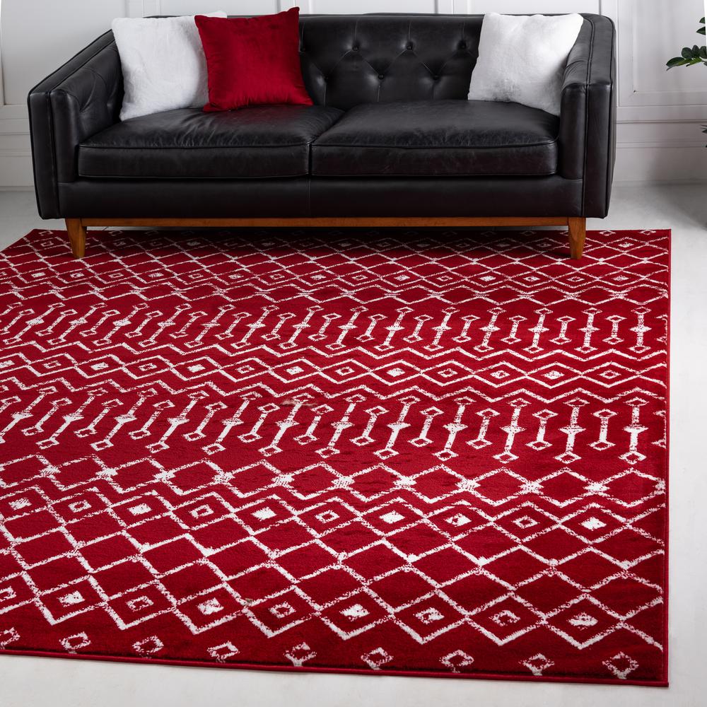 Moroccan Trellis Rug, Red/Ivory (6' 0 x 6' 0). Picture 2