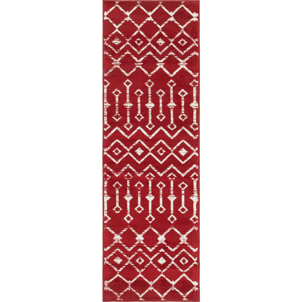 Moroccan Trellis Rug, Red/Ivory (2' 0 x 6' 7). Picture 1