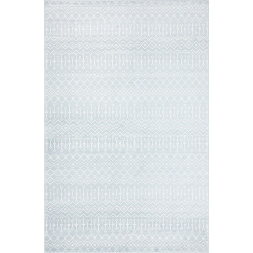 Moroccan Trellis Rug, Light Blue/Ivory (10' 8 x 16' 5). Picture 1