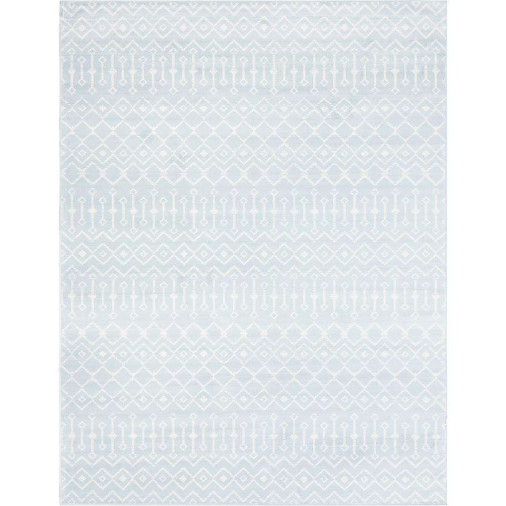 Moroccan Trellis Rug, Light Blue/Ivory (9' 0 x 12' 0). The main picture.