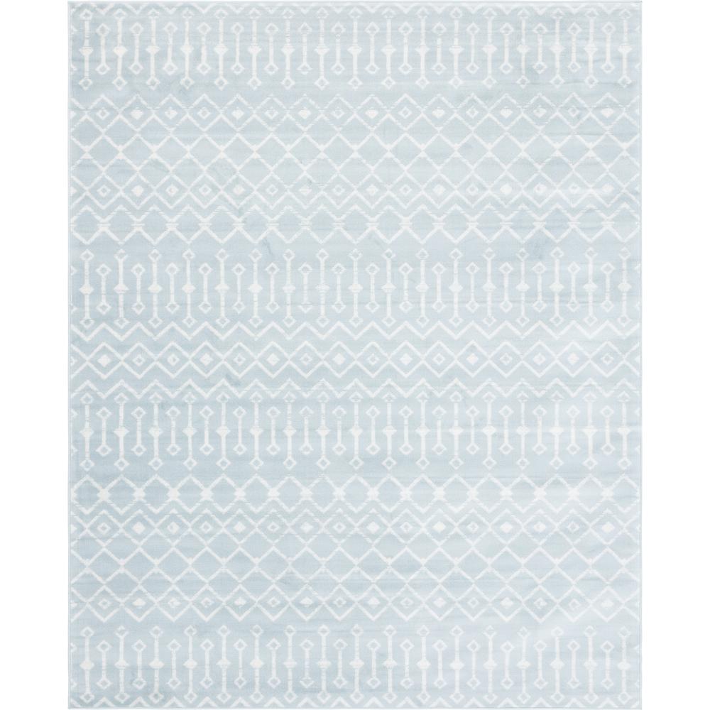 Moroccan Trellis Rug, Light Blue/Ivory (8' 0 x 10' 0). Picture 1