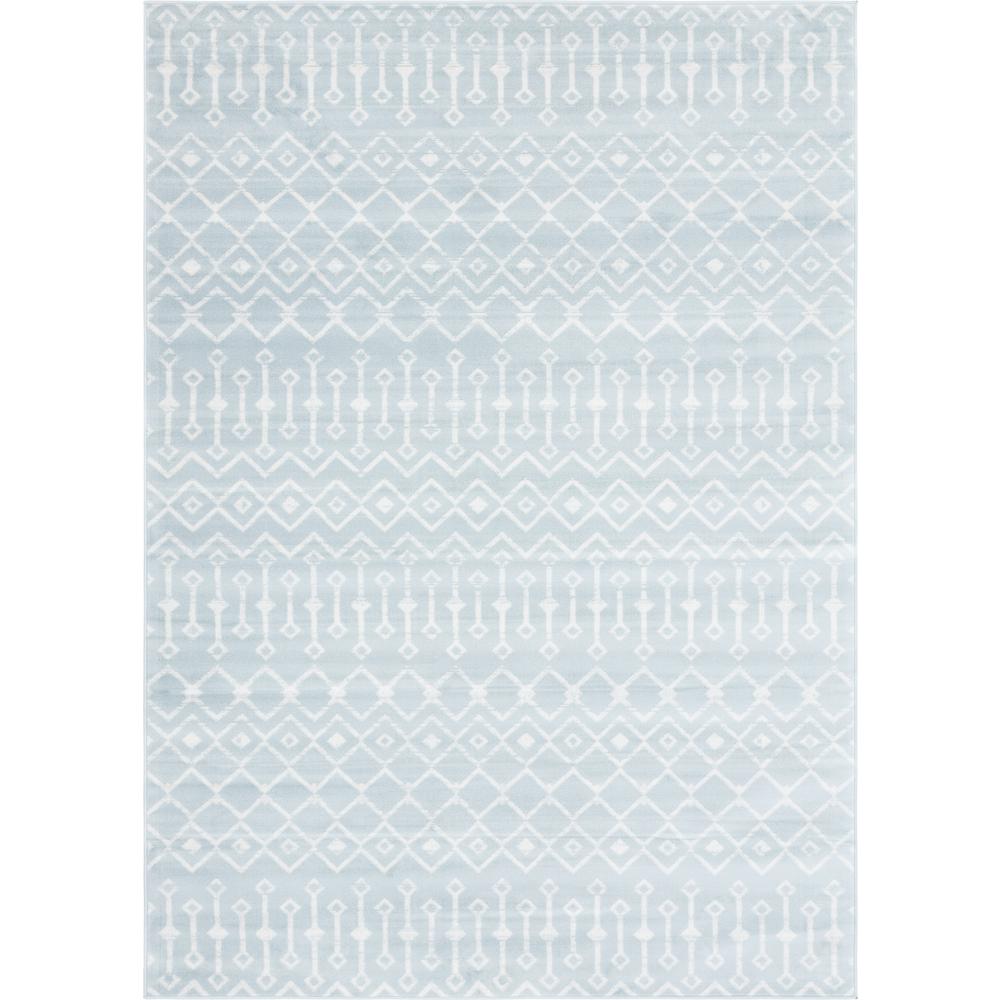 Moroccan Trellis Rug, Light Blue/Ivory (7' 0 x 10' 0). Picture 1