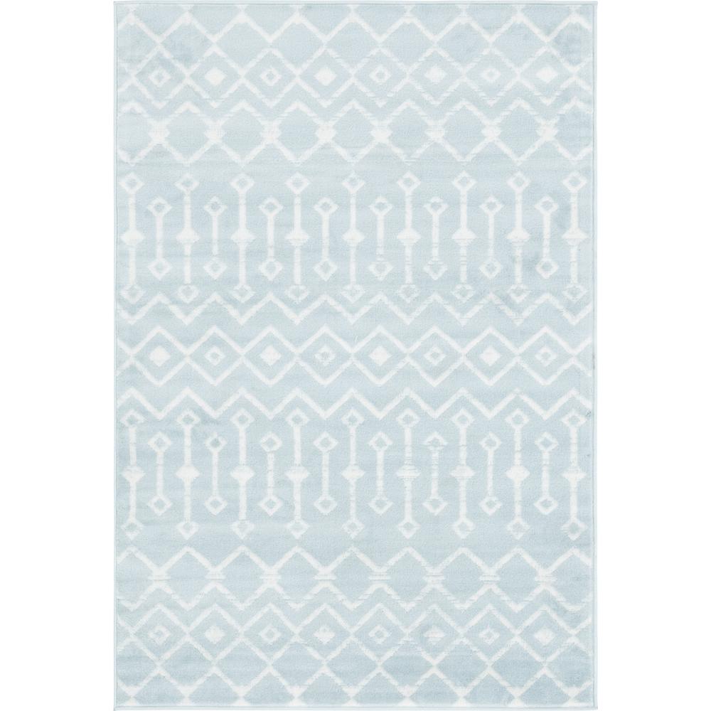 Moroccan Trellis Rug, Light Blue/Ivory (4' 0 x 6' 0). Picture 1