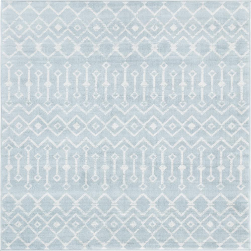 Moroccan Trellis Rug, Light Blue/Ivory (6' 0 x 6' 0). Picture 1