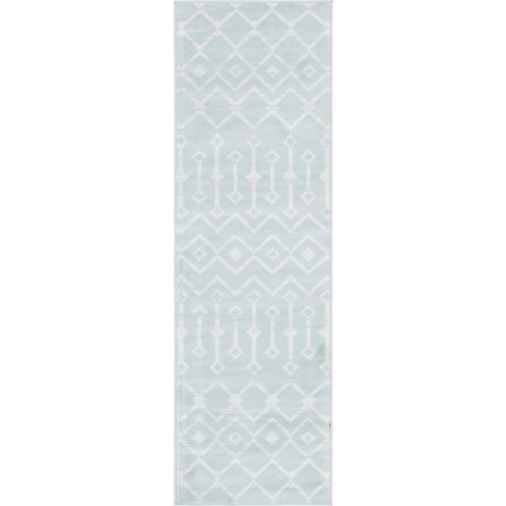 Moroccan Trellis Rug, Light Blue/Ivory (2' 0 x 6' 7). Picture 1