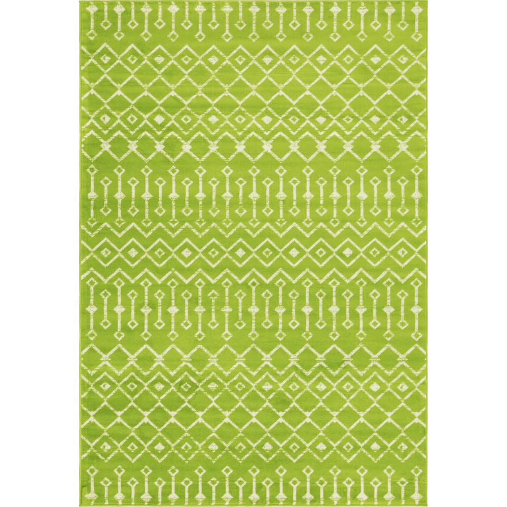 Moroccan Trellis Rug, Green/Ivory (6' 0 x 9' 0). Picture 1