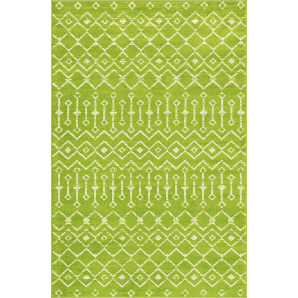 Moroccan Trellis Rug, Green/Ivory (5' 0 x 8' 0). Picture 1