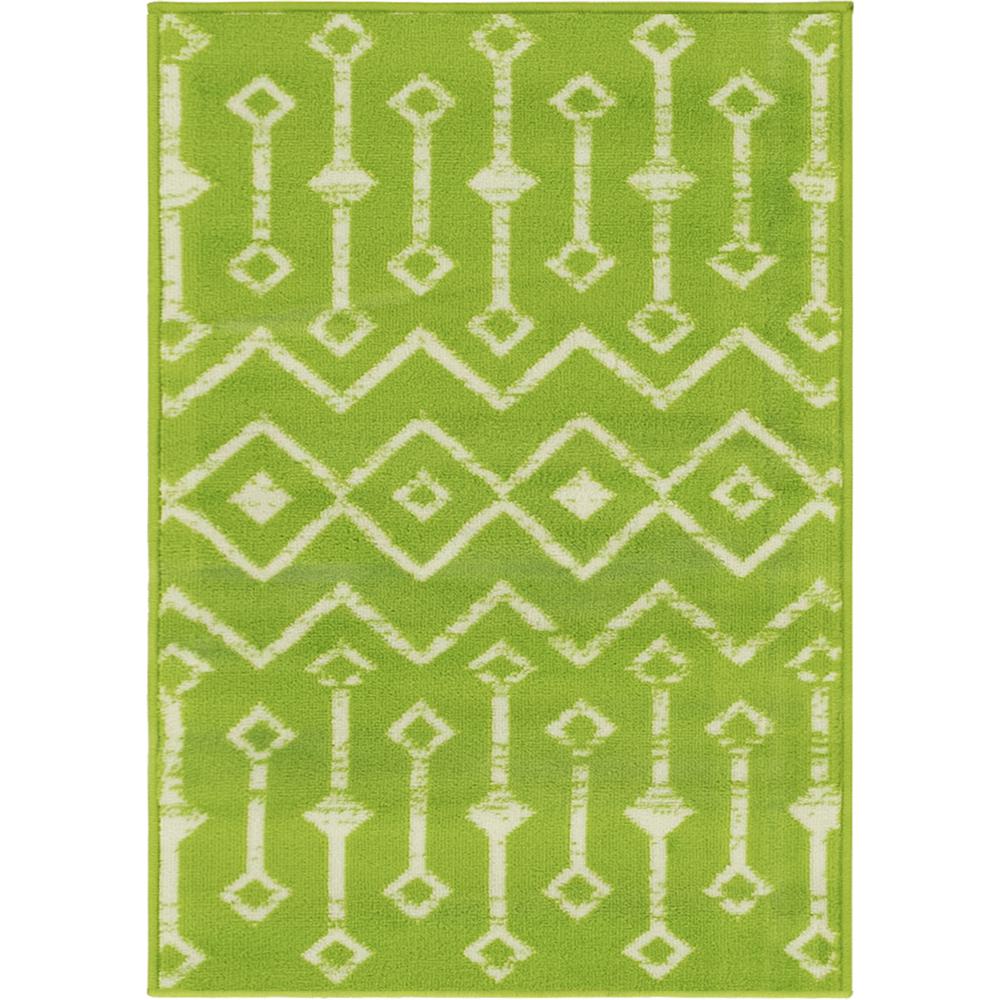 Moroccan Trellis Rug, Green/Ivory (2' 2 x 3' 0). Picture 1