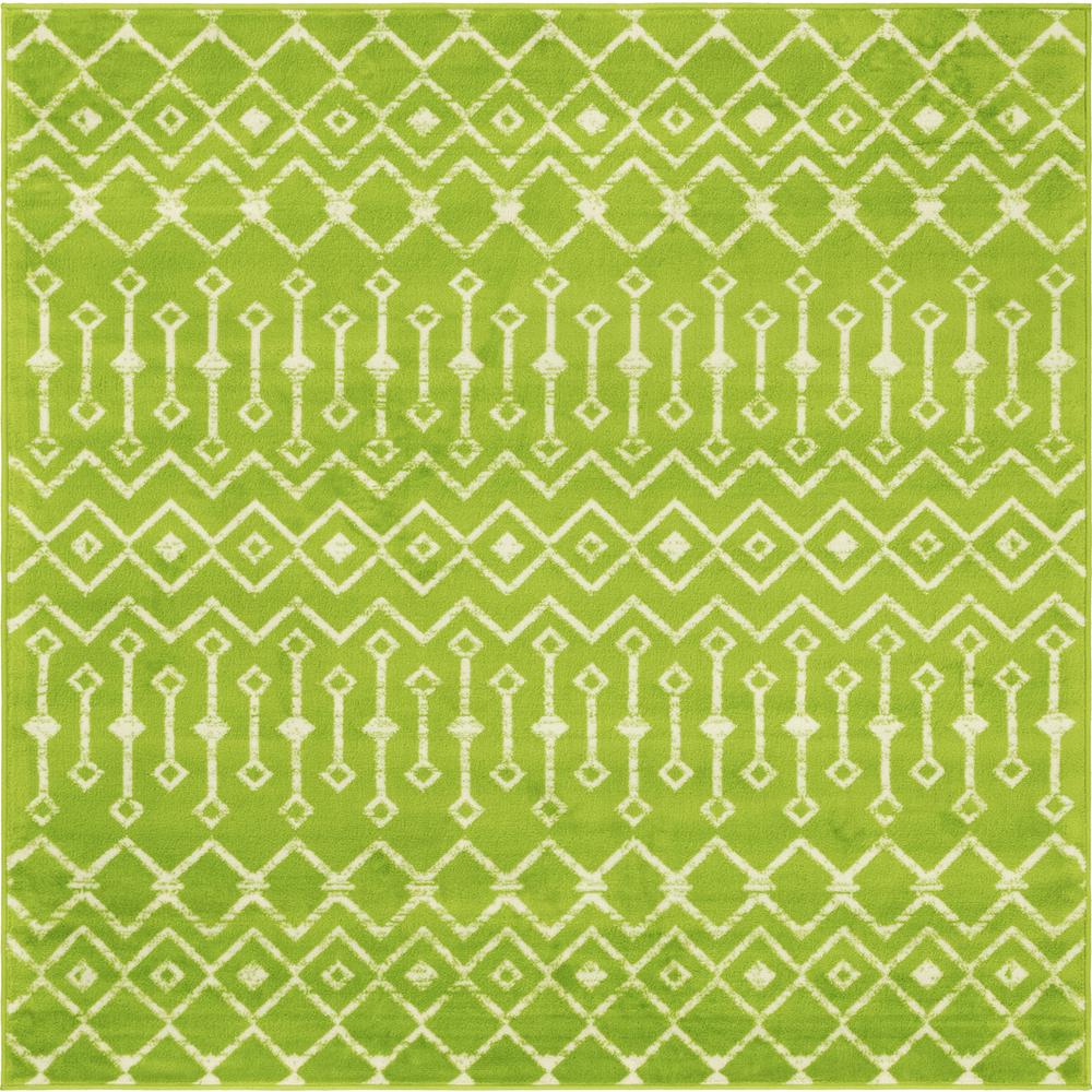 Moroccan Trellis Rug, Green/Ivory (6' 0 x 6' 0). Picture 1